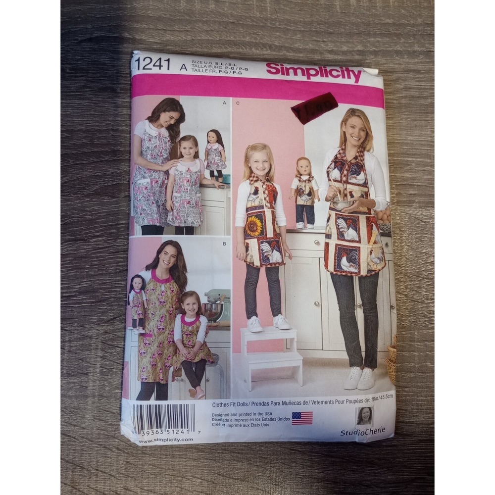 Mother Daughter‎ and 18" Doll Full Apron Sewing Pattern   Simplicity 1241 Uncut